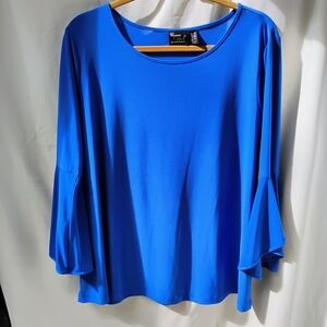 Women with Control Royal Blue Como Jersey Blouse With Ruffle Cuffs
